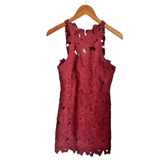 SAYLOR X Free People Jessa Red Lace Open Back Bohemian Mini Dress Size Large - Picture 3 of 8